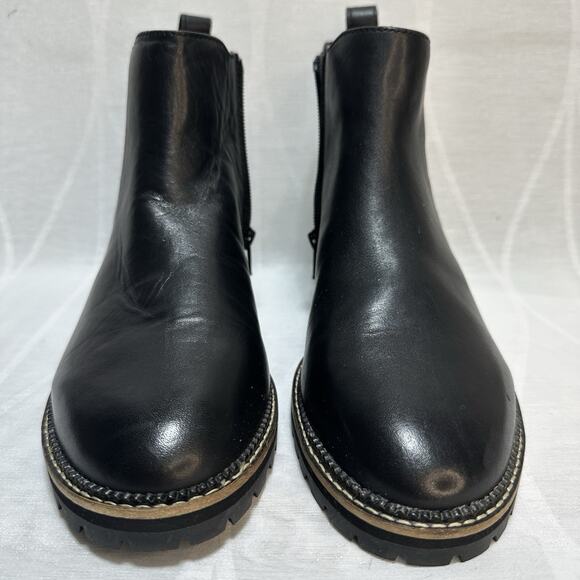 Lands' End Side-Zip Lug-Sole Chelsea Boots‎ Women's US 7 B Black Leather - Picture 4 of 9